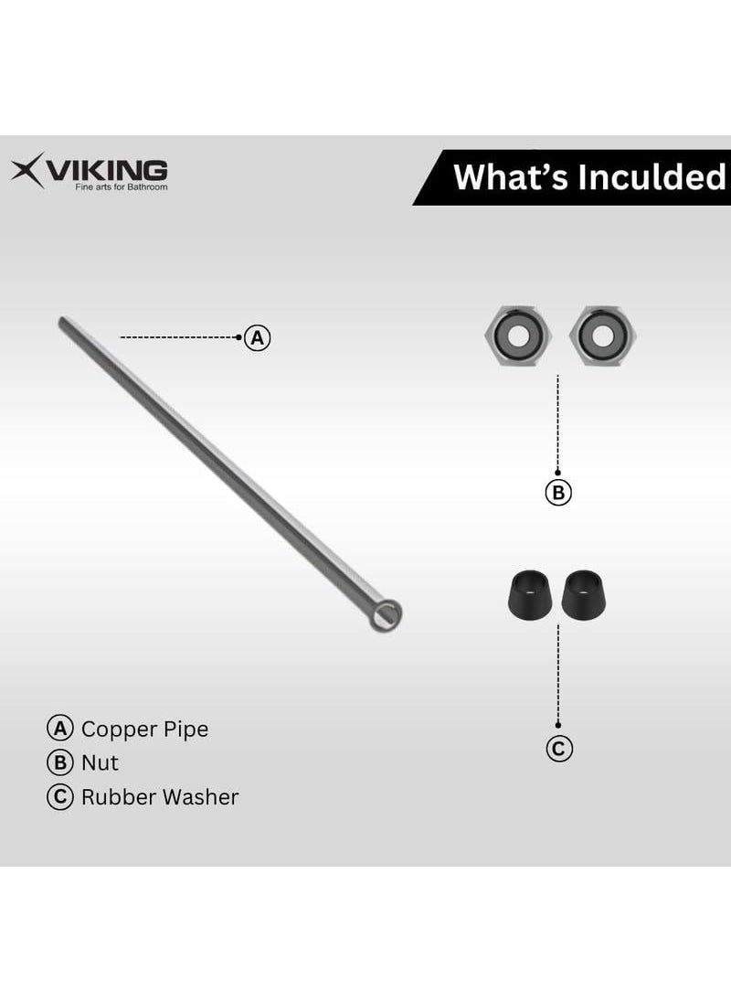 Viking Viking Copper Connection with 2 Nut Washer 600mm 24 Length Thread1 2 15mm 12Both inner Polished CP Ideal for use in urinal areas for water supply to urinals  - Image 5