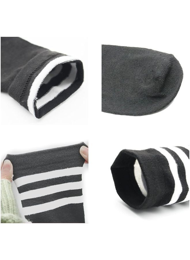 NIBEMINENT Women Stripe socks the Knee Thigh High gray with white strips  - Image 3