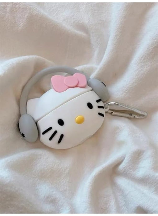 غطاء حماية متوافق مع سماعات AirPods 4 إصدار 2024 مع طقم تنظيف، غطاء سيليكون بتصميم كرتوني لطيف لسماعات AirPods من الجيل الرابع، غطاء سيليكون لسماعات Apple AirPods 4 مع سلسلة مفاتيح للنساء والفتيات (قطة بيضاء) - Image 3