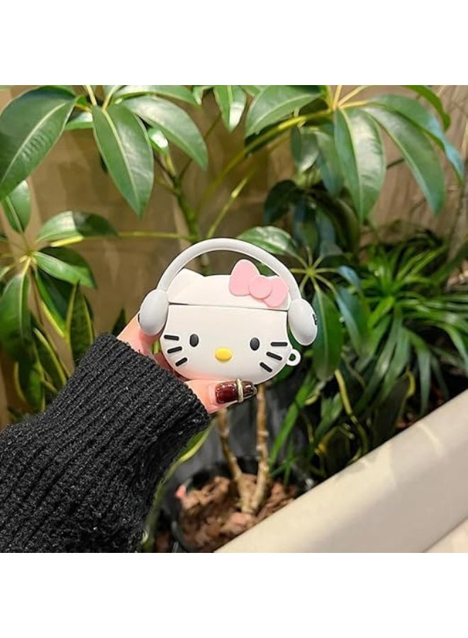 غطاء حماية متوافق مع سماعات AirPods 4 إصدار 2024 مع طقم تنظيف، غطاء سيليكون بتصميم كرتوني لطيف لسماعات AirPods من الجيل الرابع، غطاء سيليكون لسماعات Apple AirPods 4 مع سلسلة مفاتيح للنساء والفتيات (قطة بيضاء) - Image 5