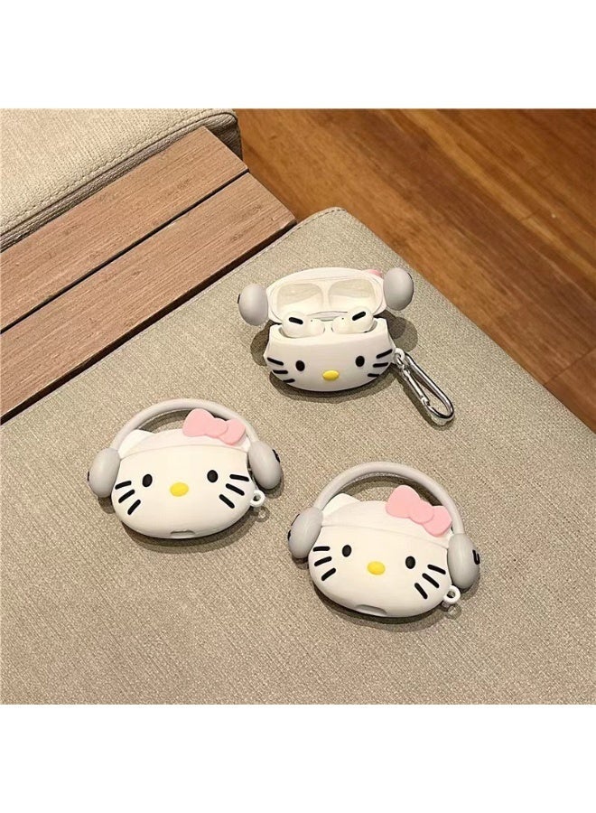 Generic Compatible with AirPods 4 Case Cover 2024 with Cleaning Kit,Cartoon Cute for AirPods 4th Generation Case Silicone case for Apple Airpods 4 with Keychain for Women Girls (Kitty White) - Image 5