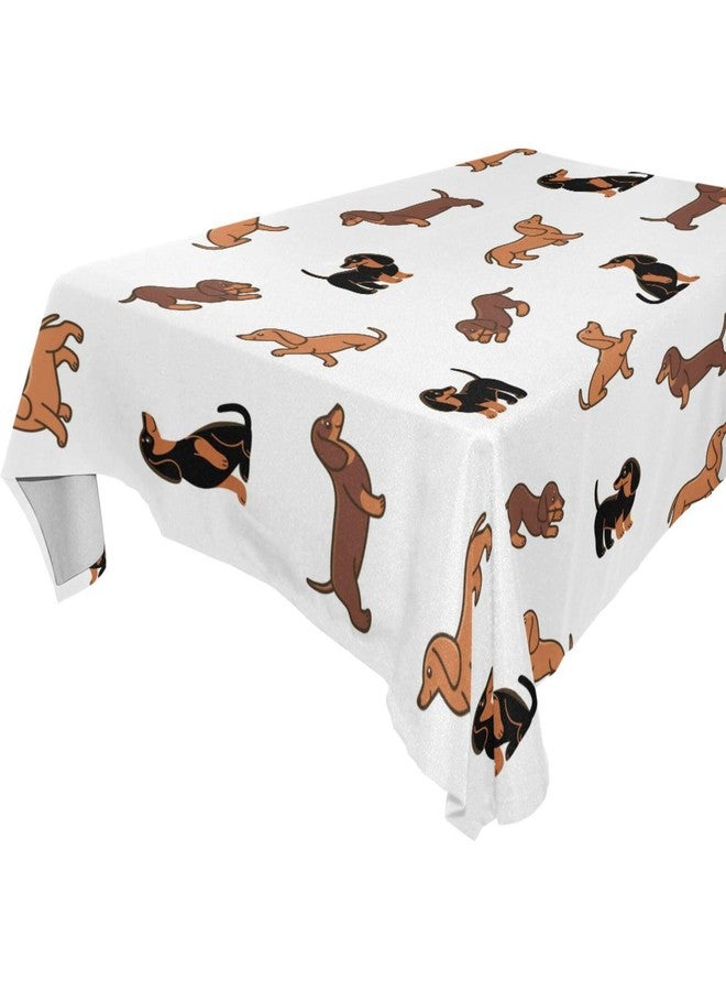YETTASBIN Cute Dachshund Dog Square Tablecloth, Waterproof Stain Wrinkle Resistant Washable Polyester Table Cover for Picnic Dinner Holiday Kitchen Party Decor, 54 x 54 in - Image 1
