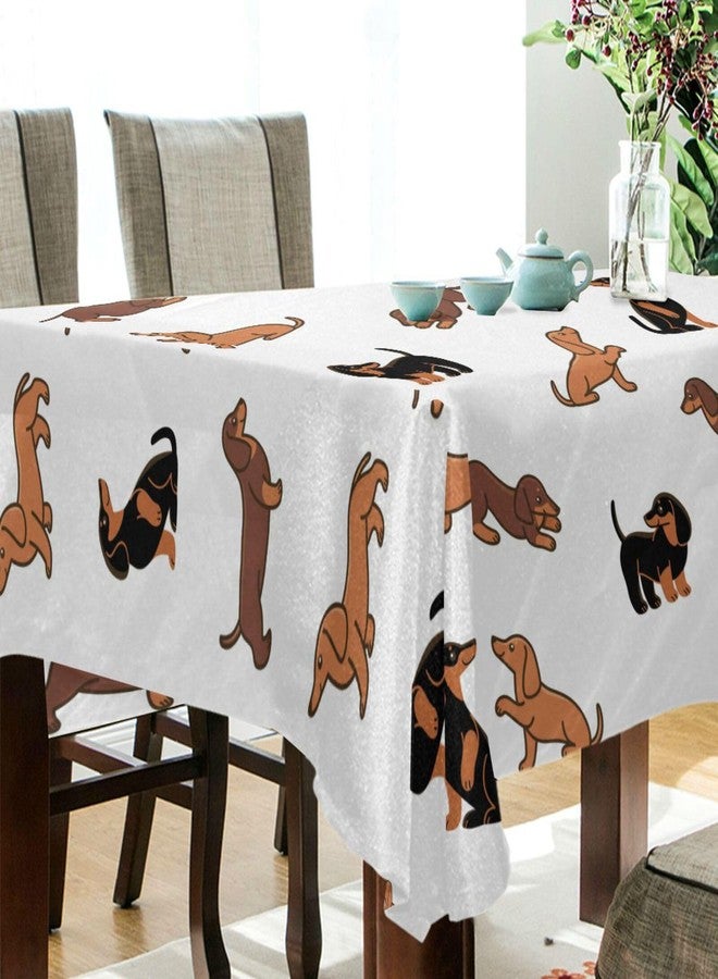 YETTASBIN Cute Dachshund Dog Square Tablecloth, Waterproof Stain Wrinkle Resistant Washable Polyester Table Cover for Picnic Dinner Holiday Kitchen Party Decor, 54 x 54 in - Image 3