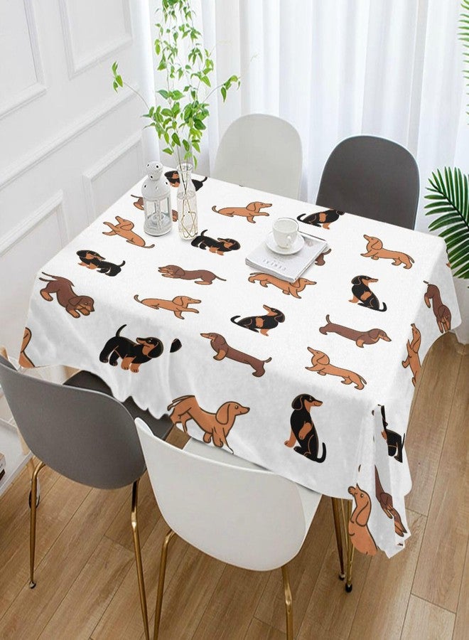 YETTASBIN Cute Dachshund Dog Square Tablecloth, Waterproof Stain Wrinkle Resistant Washable Polyester Table Cover for Picnic Dinner Holiday Kitchen Party Decor, 54 x 54 in - Image 5