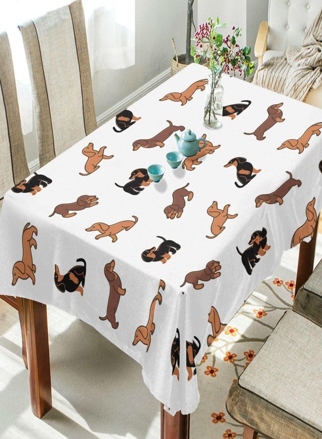 YETTASBIN Cute Dachshund Dog Square Tablecloth, Waterproof Stain Wrinkle Resistant Washable Polyester Table Cover for Picnic Dinner Holiday Kitchen Party Decor, 54 x 54 in - Image 4