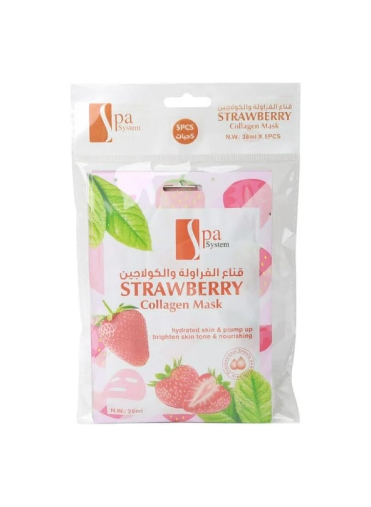 Spa System Strawberry & Collagen Face Mask - 28ml × 5 pcs