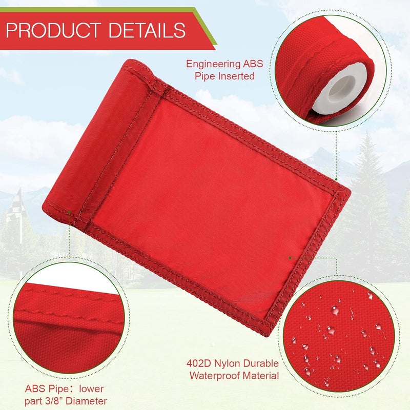 Oudain 6 Pcs Golf Target Flag with Tube Inserted Waterproof Putting Golf Flags 420D Nylon Mini Pin for Yard Indoor Outdoor Backyard Garden Portable, 8 x 6 Inch - Image 2