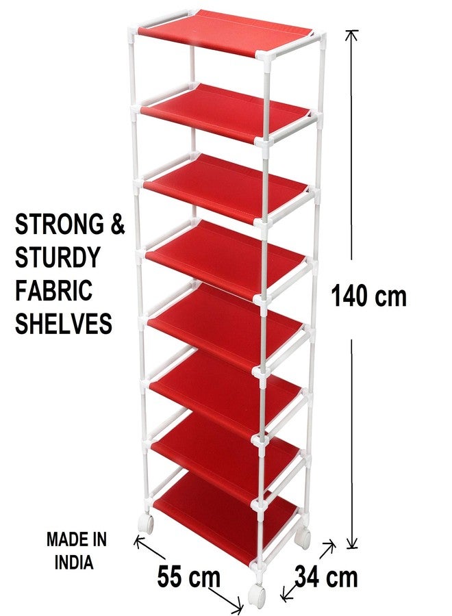 Homeeva 7 Shelves Baby Foldable Wardrobe | Jungle Red (Made in India) - Fabric - Image 2
