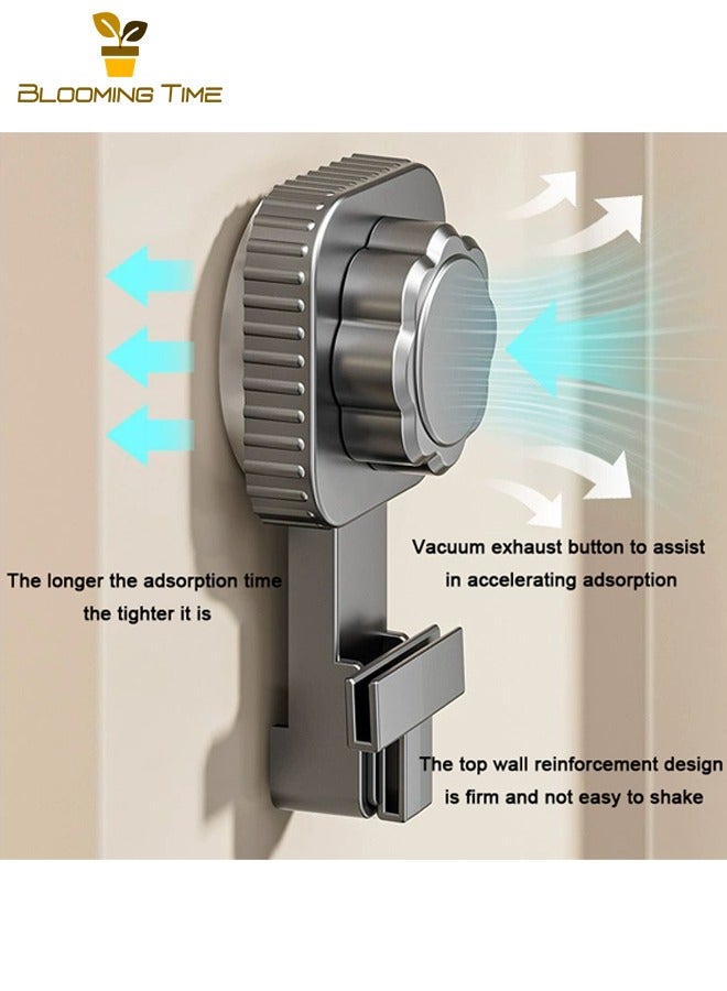 بلومنغ تايم حامل أغطية المقالي للمطبخ بنظام الشفط، حامل تخزين معلق على الحائط، حامل تخزين متعدد الطبقات بدون حفر، حامل لوضع أغطية المقالي ولوح التقطيع بثلاث طبقات، مزود بصينية لتصريف المياه، رمادي. - Image 2
