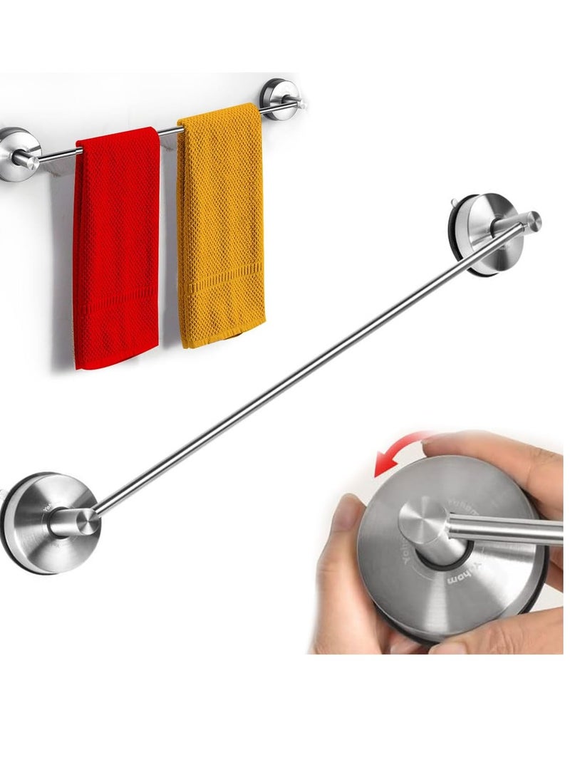 Y&D Towel Bar Suction Towel Holder Bathroom Vacuum Towel Rack 55CM Suction Cup Towel Hanger Kitchen Washcloth Dish Towel Rail Suction Shower Towel Rod Wall Mounted Stainless Steel Brushed