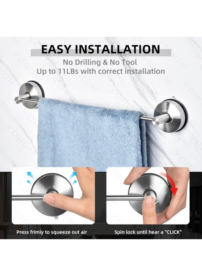 Bluejw Towel Bar Suction Hand Towel Rack for Bathroom Stainless Steel Kitchen Towel Rail Holder Storage Hanger No Drilling Towel Bar Brushed Finish,22 inches - Image 5