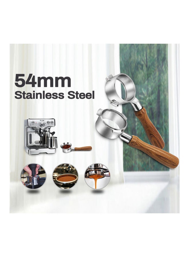 Alyashmac 54mm Stainless Steel Coffee Machine Bottomless Filter Holder Portafilter Branch Wooden Handle Professional Coffee Accessory Compatible with Breville 8 Series Coffee Machines multicolour 24*4*8.5cm - Image 5