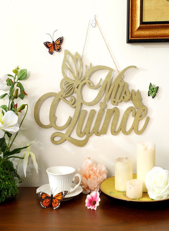 Yuntau Mis Quince Sign Quinceanera Decorations 15th Birthday Quinceanera Party Backdrop Wooden Banner Wall Decor Golden Mis Quince 15th Birthday Gift Wall Bedroom Photo Booth Decor Gift - Image 4