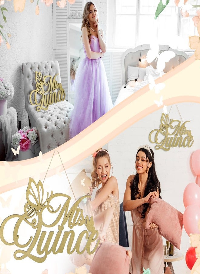 Yuntau Mis Quince Sign Quinceanera Decorations 15th Birthday Quinceanera Party Backdrop Wooden Banner Wall Decor Golden Mis Quince 15th Birthday Gift Wall Bedroom Photo Booth Decor Gift - Image 5