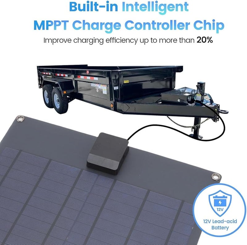 35W Solar Panel Car Battery Charger Waterproof Portable Kit For RV Tractor Boat - Image 5