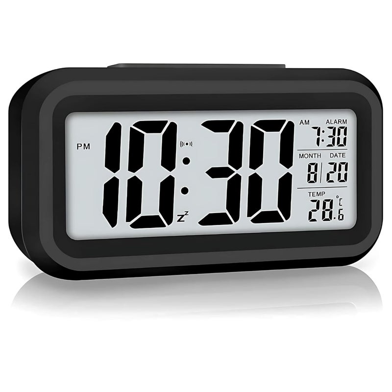 MANSAA MANSAA Alarm Clock 18 Months Warranty Digital Alarm Clock Table Clock Alarm Clock for Bedroom Digital Clock for Table Students Home Office with Temperature Sensor Date Black  - Image 1