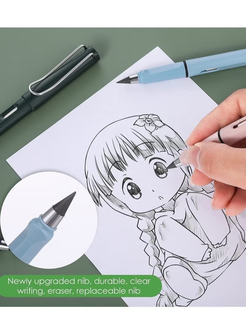 Generic 6 Sets Inkless Magic Pencil, Unlimited Writing Pencil, Everlasting Pencil Eternal, with Eraser Tree-Friendly Cute Forever Pencil, for Writing Drawing with Extra 6 Eraser  18 Colored Replaceable Nibs - Image 3