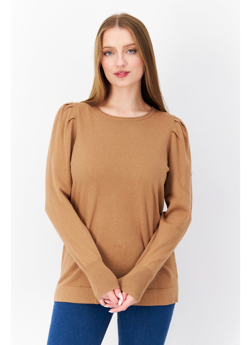 Women Boat Neck Ribbed Sweatshirt, Tan - pzsku/ZF5DDC2DA9E542B4935C8Z/45/_/1724350844/be84e933-e07e-4227-9a7f-982c6848cb28