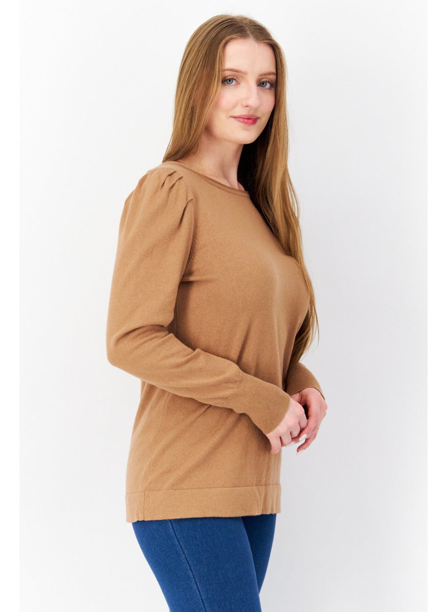 Women Boat Neck Ribbed Sweatshirt, Tan - pzsku/ZF5DDC2DA9E542B4935C8Z/45/_/1735567761/a49a0938-eb8c-4fba-8f03-57dd4e4a2f4b