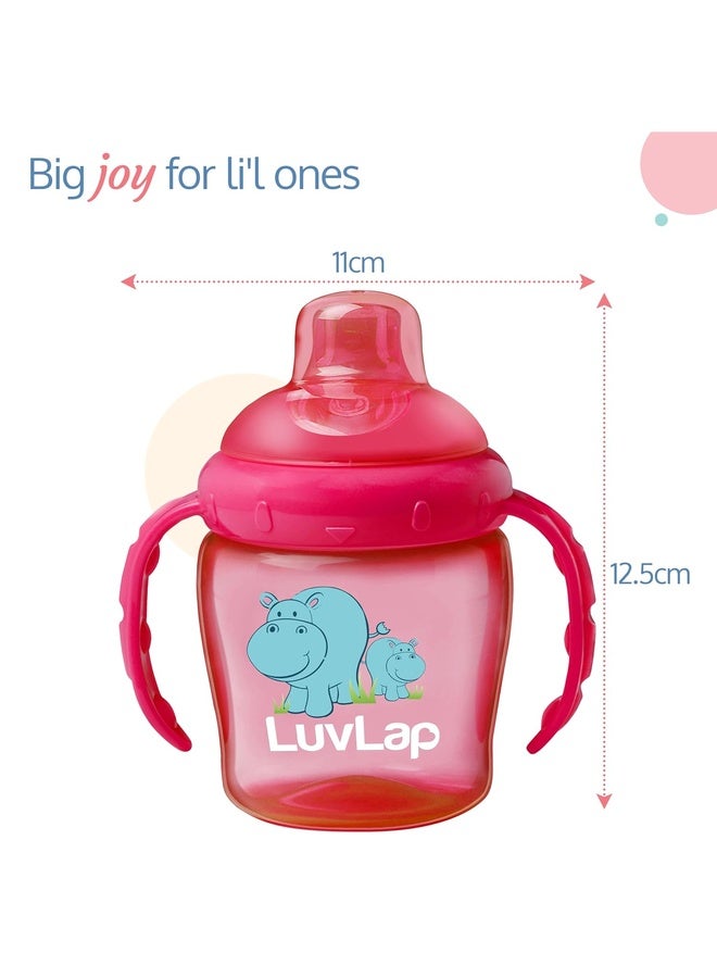 Luvlap Hippo Spout Sipper for Infant/Toddler, 225ml, Anti-Spill Sippy Cup with Soft Silicone Spout BPA Free, 6m+ (Pink) - Image 5
