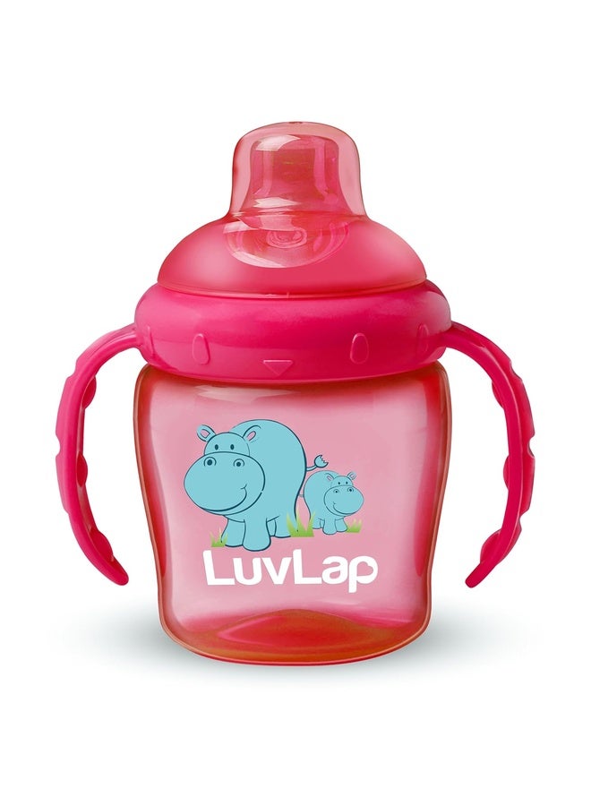 Luvlap Hippo Spout Sipper for Infant/Toddler, 225ml, Anti-Spill Sippy Cup with Soft Silicone Spout BPA Free, 6m+ (Pink) - Image 1