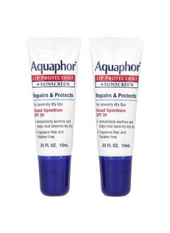 Aquaphor Aquaphor, Lip Protectant + Sunscreen, SPF 30, Fragrance Free, 2 Tubes, 0.35 fl oz (10 ml) Each  - Image 1