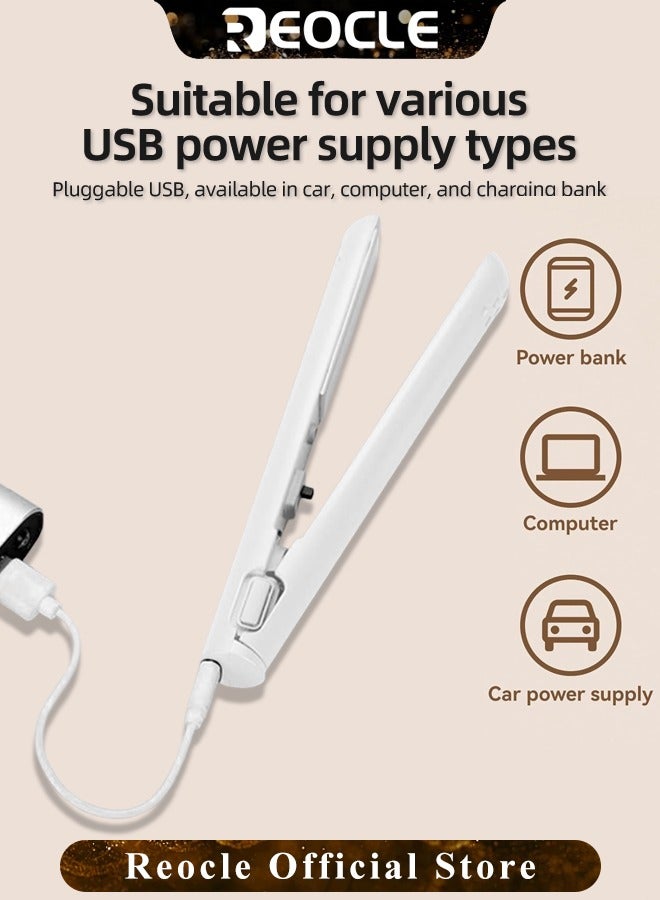REOCLE 2-in-1 Mini USB Hair Straightener & Curler Portable Hair Straightener for Straightening & Curling Fast Heating Hair Styler for Travel & Home Use - Image 2