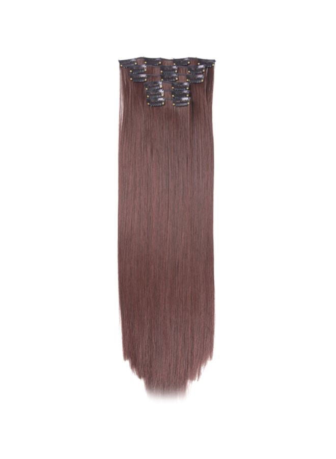 NIBEMINENT Pack Of 6 Straight Hair Extension With Clips Brown 22inch