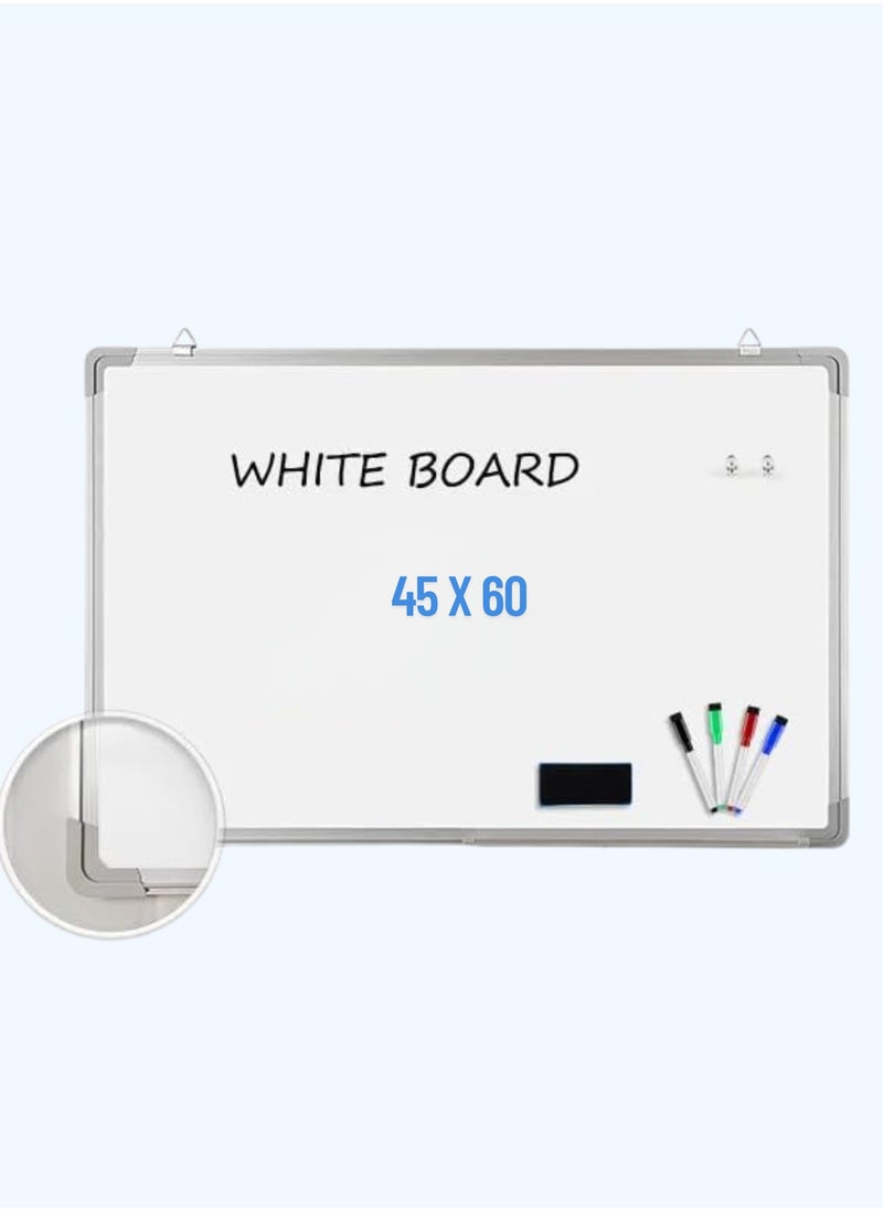 Joy & Learn Joy & Learn Magnetic Writing White Board - Smooth & Easy to Wipe, Aluminum Frame, Includes Wall-Mounted Hangers & Pen Tray (45x60 cm)  - Image 1
