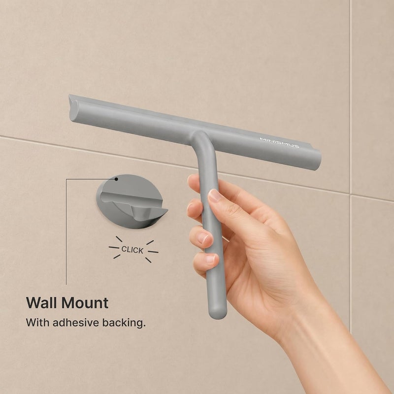 MINISMUS Silicone Shower Wiper Glass Wiper for Shower Screens, Shower Cubicles, Windows, Bathroom Wiper, Includes Magnetic Holder, No Drilling, Self-Adhesive, Windscreen Wiper (33 cm) Space saving design picks - Image 5