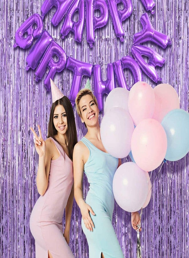 TOTAFAM مجموعة ستائر TOTAFAM ثنائية اللون، ستائر شراشيب بنفسجية فاتحة لامعة، خلفية شراشيب براقة، شرائط زينة للأبواب، ستائر فويل لحفلات أعياد الميلاد، وحفلات الزفاف، والخطوبة، وحفلات توديع العزوبية، وحفلات الاحتفالات، زينة حفلات كبيرة - Image 3