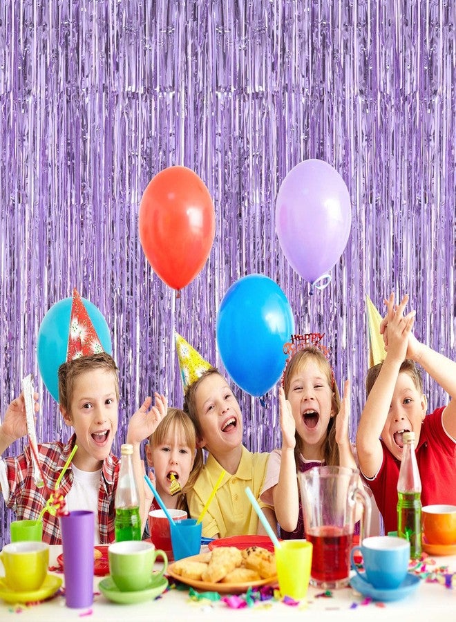 TOTAFAM مجموعة ستائر TOTAFAM ثنائية اللون، ستائر شراشيب بنفسجية فاتحة لامعة، خلفية شراشيب براقة، شرائط زينة للأبواب، ستائر فويل لحفلات أعياد الميلاد، وحفلات الزفاف، والخطوبة، وحفلات توديع العزوبية، وحفلات الاحتفالات، زينة حفلات كبيرة - Image 5
