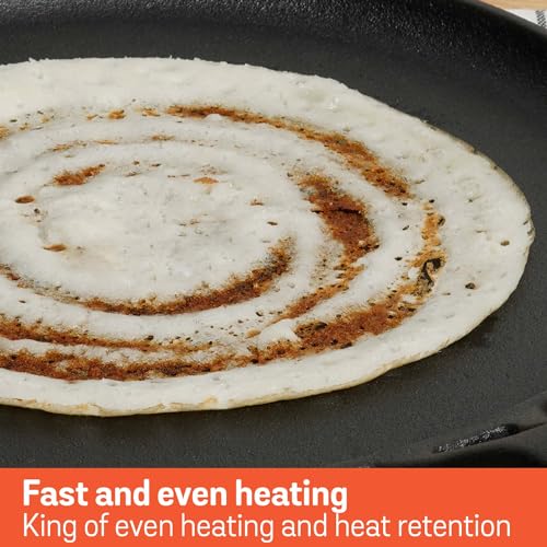 Meyer Pre-Seasoned Cast Iron Flat Dosa, Roti, Chapati Tawa Pan with Stick Handle, Dosa Kallu, Iron Tawa Big Size, Gas and Induction Compatible | 28cm, Black - Image 4