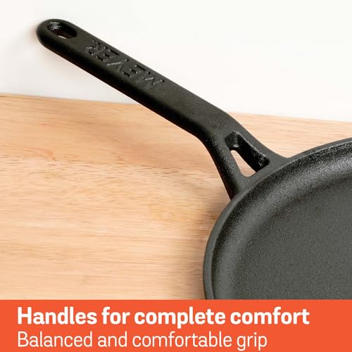 Meyer Pre-Seasoned Cast Iron Flat Dosa, Roti, Chapati Tawa Pan with Stick Handle, Dosa Kallu, Iron Tawa Big Size, Gas and Induction Compatible | 28cm, Black - Image 5