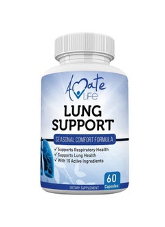Lung Support Dietary Supplements Herbal Breathing Support 10 Active Ingredients Original Formula For Lung Health Lung Cleanse Formula Supplement For Bronchial System 60 Capsules Non Gmo