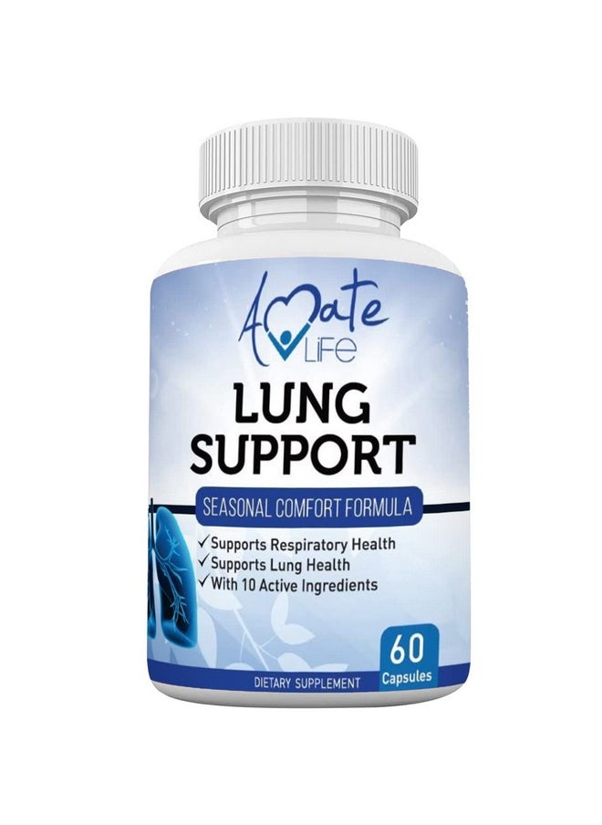 Amate Life - Lung Support Dietary Supplements Herbal Breathing Support 10 Active Ingredients Original Formula For Lung Health Lung Cleanse Formula Supplement For Bronchial System 60 Capsules Non Gmo - Image 1
