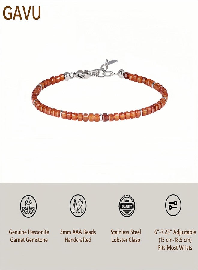 GAVU Hessonite Garnet Bracelet for Women, Healing Crystal Bracelet for Women 3mm - Image 3