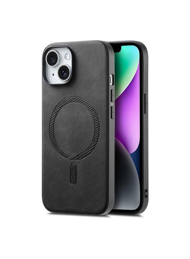 Case For iPhone 14 Plus Solid Color Retro Magsafe PU Back Cover Phone Case
