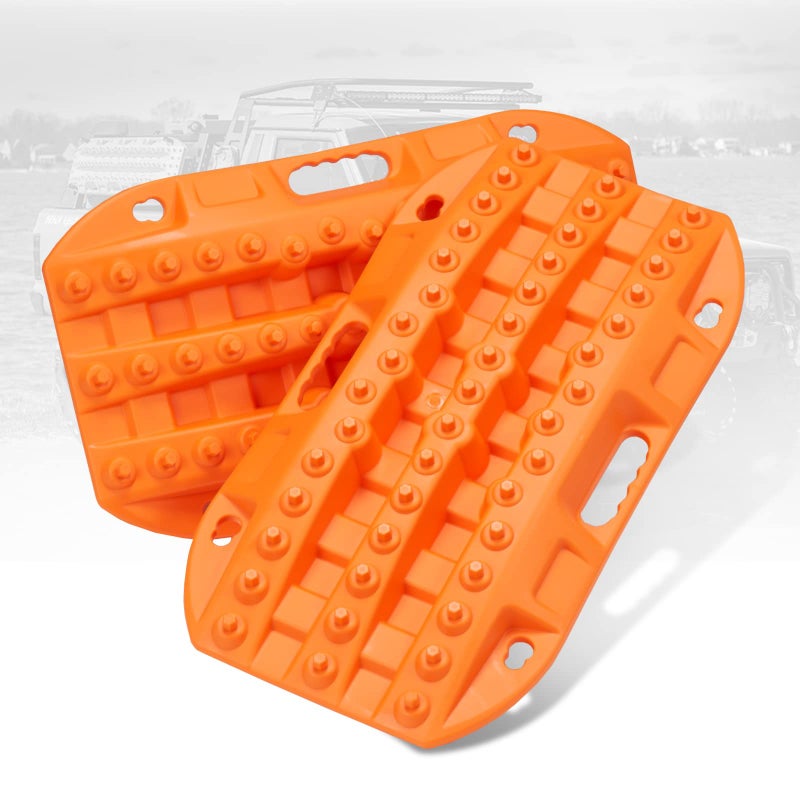 BUNKER INDUST BUNKER INDUST Off Road Traction Boards, 2 Pcs Short Recovery Track Traction Mats for 4WD Mud, Sand, Snow Ramps-Orange Tire Traction Tool (Without Strap) - Image 1
