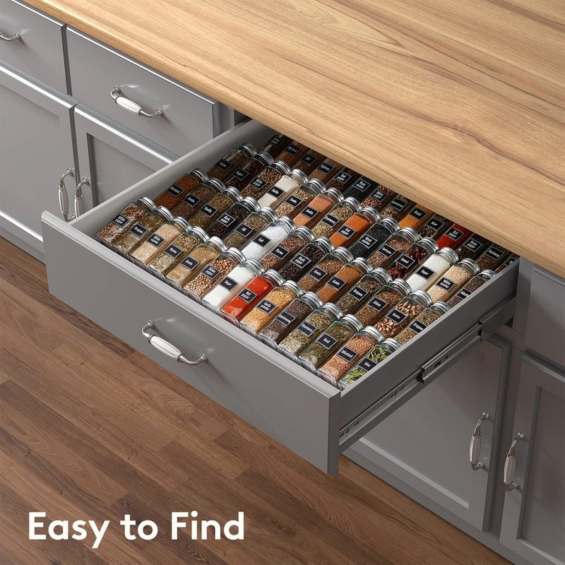 Lifewit 4-Tier Spice Rack Drawers for up to 56 Spice Bottles, Spice Organiser for Drawer with Width 35 to 68 cm, Combinable Spice Drawer Insert, Spice Insert Drawer, Black - Image 4