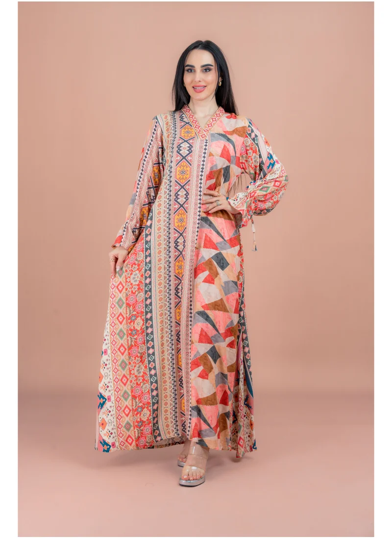 IKKXA Pattern Printed Modern Jalabiya IN088 Multi