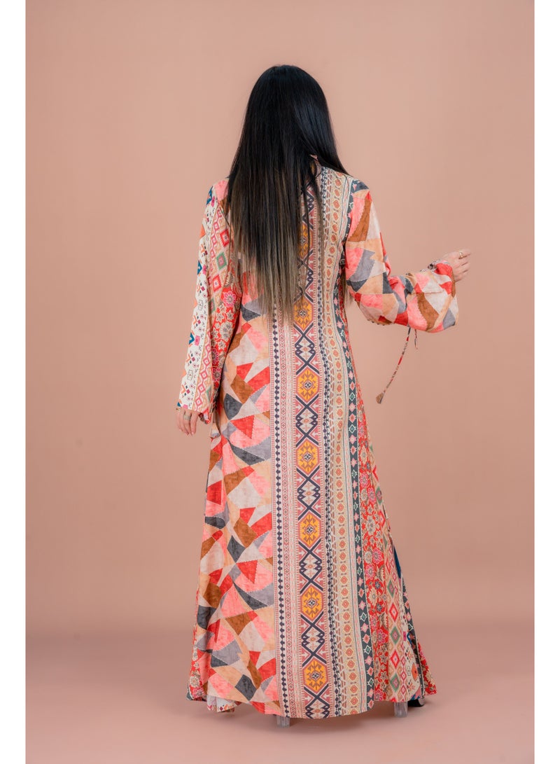 اكسا جلابية عصرية مطبوعة بنقوش متعددة - Image 4