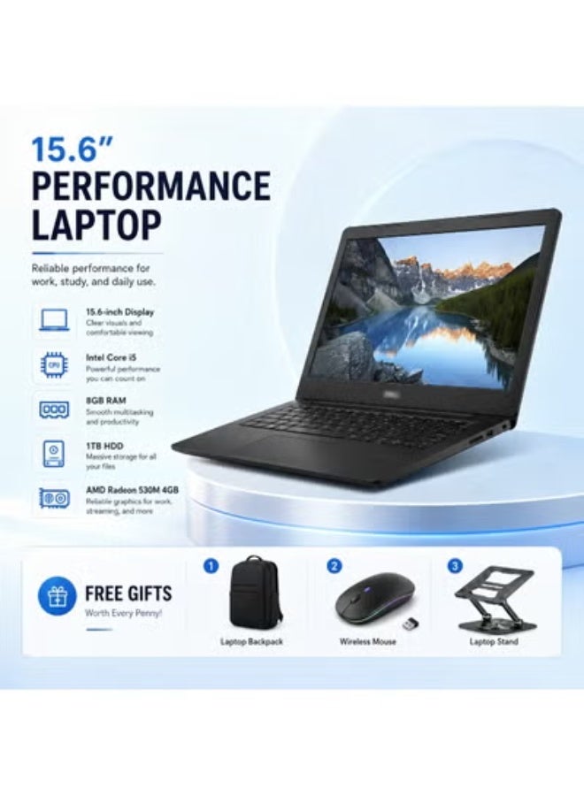 Everyday Performance Laptop 15.6 Inch Display, Intel Core i5 Processor, 8GB RAM, 1TB HDD, AMD Radeon 530M 4GB Graphics, Backpack, Wireless Mouse & Laptop Stand - Image 4