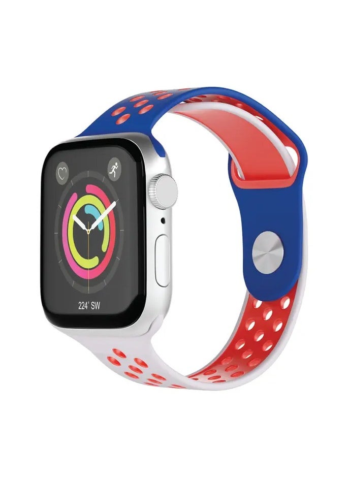 porodo - Lifestyle NIKE Silicone Strap Compatible with Watch Strap size 42/44/45mm - blue/red/white - Image 1