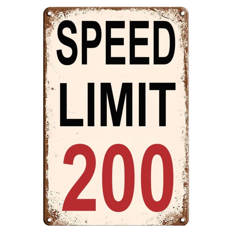 VSIIKO Man Cave Decor Race Car Posters For Men Bedroom Garage Accessories Funny Metal Tin Signs Room Stuff Wall Decor Speed Limit 200 Sign 8x12 Inch - Image 1