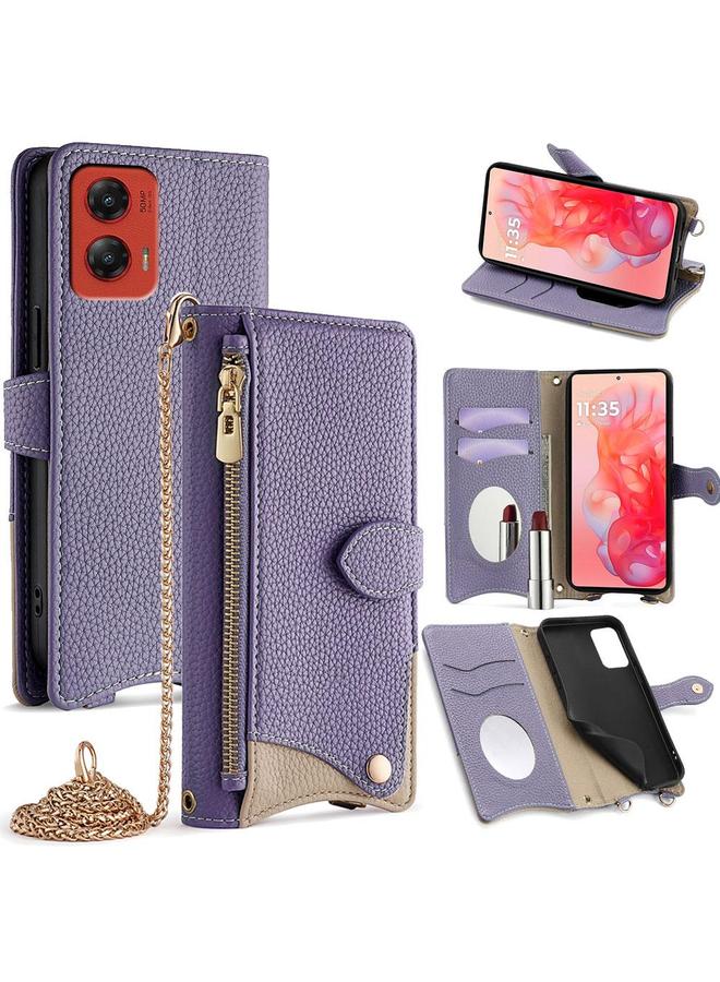 اس-توب جراب لهاتف Motorola Moto G Stylus 5G 2024 جراب هاتف من الجلد بتصميم ذيل السمكة بتصميم سلسلة من الليتشي - Image 1