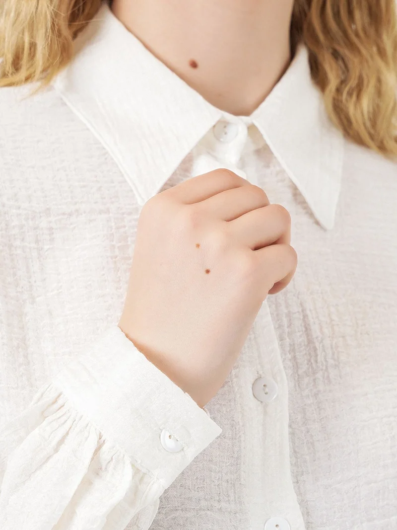 Big Dart White BDART Oversized Textured Long Blouse with Shirt Collar for Women | Best Price UAE