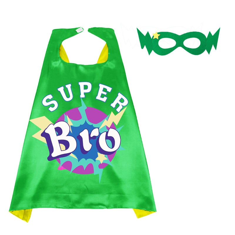 D.Q.Z DQZ SuperheroCape for Kids with Mask New Sibling Gifts for Big Brother Role Play Birthday Family Halloween Party Green - Image 3