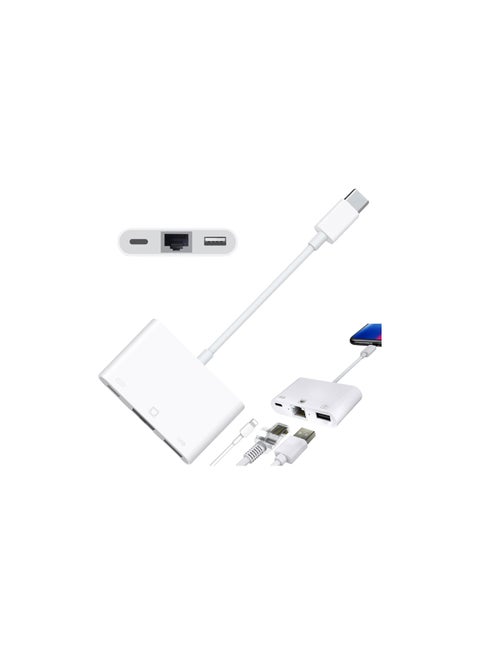 3 in 1 Lightning to Ethernet Adapter with USB and Charging Port – RJ45 LAN Network Adapter, 100Mbps Fast Speed