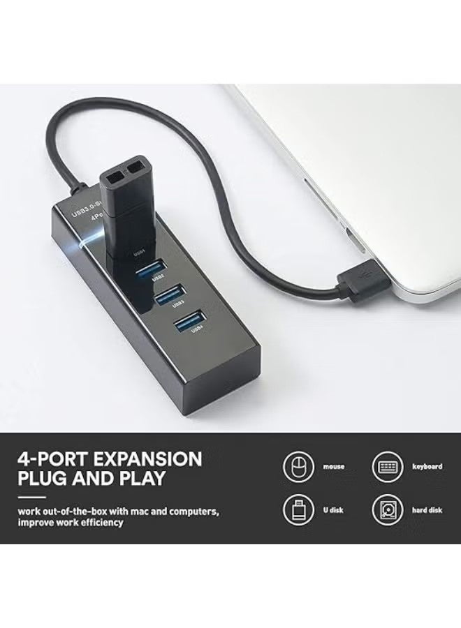يو إس بي موزع USB 3.0 منفذ USB ، موزع بيانات USB عالي السرعة بأربعة منافذ مع مؤشر LED للابتوب، الكمبيوتر الشخصي، الكمبيوتر، القرص الصلب المتنقل، لوحة المفاتيح، الفأرة والمزيد - أسود - Image 5